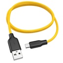 Hoco X21 Plus microUSB kábel, fluoreszkáló, 1M, 2.4A, szilikon, sárga