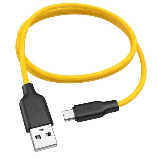 Hoco X21 Plus microUSB cablu, fluorescent, 1M, 2.4A, silicon, galben