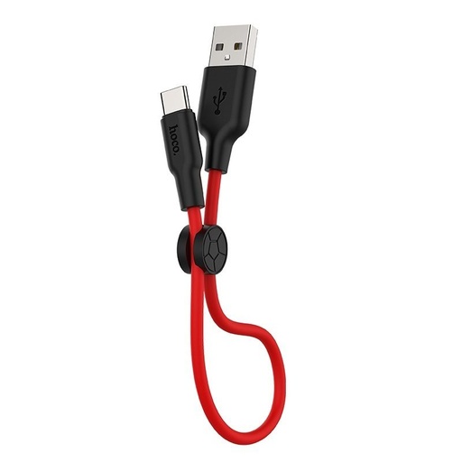Hoco X21 Plus type-C cablu, fluorescent, 0.25M, 2.4A, silicon, negru - roșu