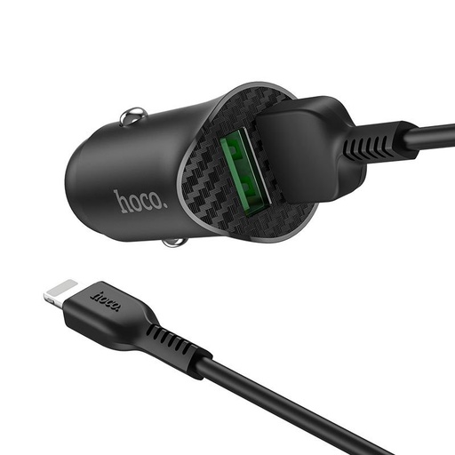 Hoco Z39 auto încărcător rapid (2USB port, lightning cablu), 1m lungime cablu, USB 3.0 max. 18W, negru