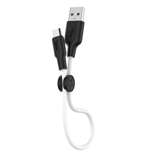 Hoco X21 Plus microUSB cablu, 3A, 0.25M, negru - alb