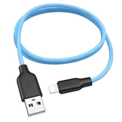 Hoco X21 Plus lightning cablu, fluorescent, 1M, 2.4A, silicon, albastru