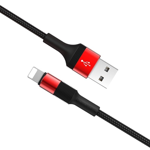 Borofone BX21 lightning cable, 2.4A, metal connector, fabric, 1M, red