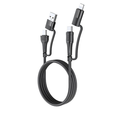 Hoco U101 cablu de date 4 az 1-ben, USB-A - USB-C + USB-C - lightning, 4 az 1-ben, negru