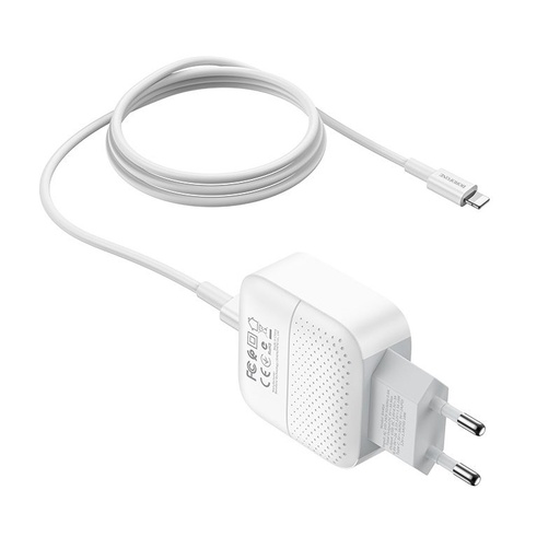 Borofone BA46A de rețea încărcător rapid (QC + PD conector), PD lightning cablu, QC 3.0 max 18W, alb