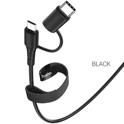 Hoco X54 2in1 cablu (microUSB + type-C), 2.4A, negru
