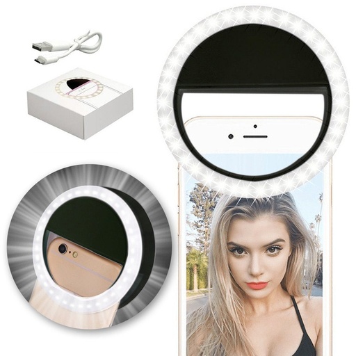 selfie LED lumină, negru