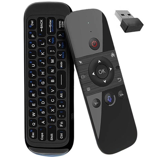 W1 QWERTY telecomandă SMART TV-hez, fără fir tastatură pentru smart TV 3in1, negru