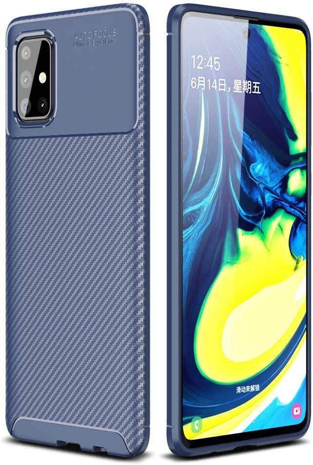 Samsung Galaxy A22 4G carbon fiber szilikon hátlap tok, (Kék)