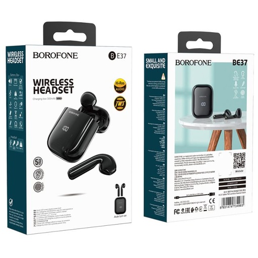 Borofone BE37 fără fir headset, BT V5.0, LED indicator de stare, negru