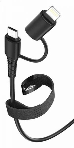 Hoco X54 2in1 cablu (microUSB + lightning), 1M, 2.4A, negru