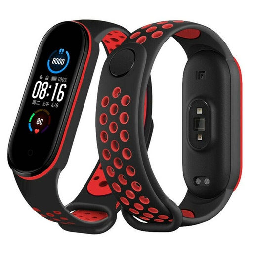Xiaomi Mi Band 3/4/5/6 silicon curea, negru/roșu