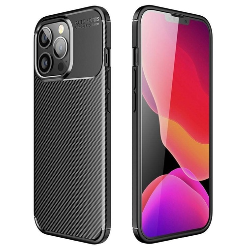Apple iPhone 13 Pro carbon fiber silicon husă spate (Negru)