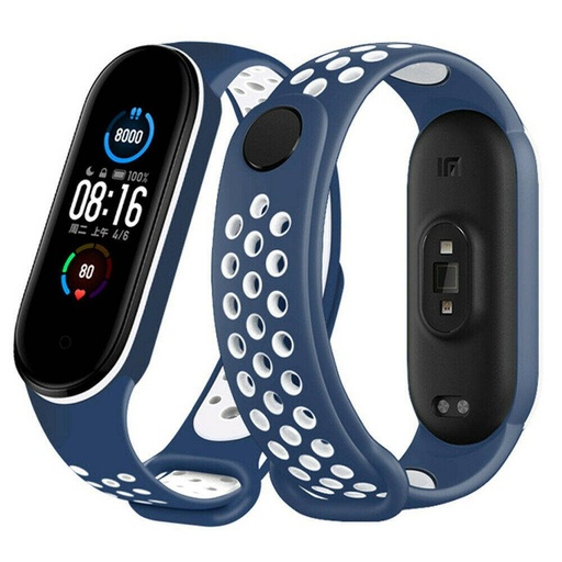 Xiaomi Mi Band 3/4/5/6 silicon curea, albastru marin/alb