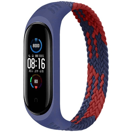 Xiaomi Mi Band 3/4/5/6 nylon curea, albastru marin/roșu