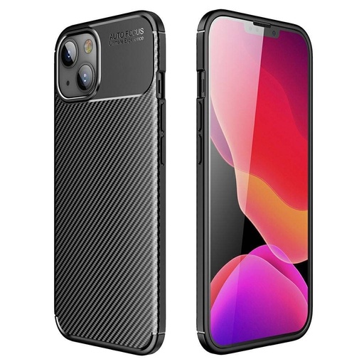 Apple iPhone 13 carbon fiber silicon husă spate (Negru)
