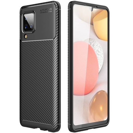 Samsung Galaxy A12 carbon fiber silicon husă spate, (Negru)
