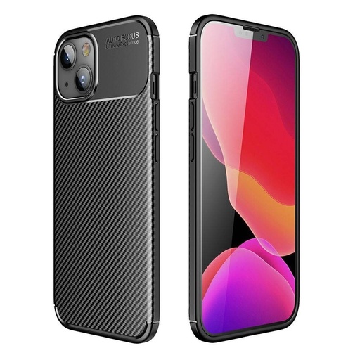 Apple iPhone 13 Mini carbon fiber silicon husă spate (Negru)
