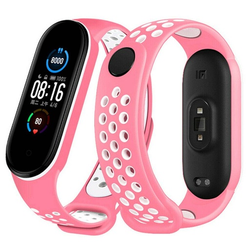 Xiaomi Mi Band 3/4/5/6 silicon curea, roz/alb
