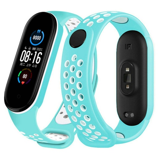Xiaomi Mi Band 3/4/5/6 silicon curea, mentă/alb