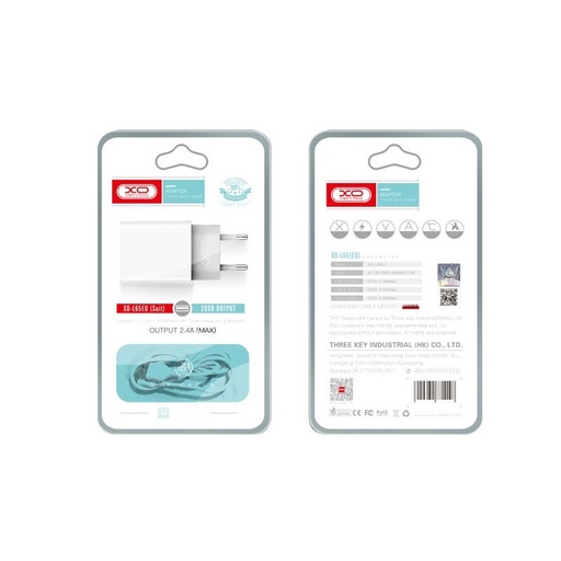 XO L65 2.4A încărcător (Alb) – dublu USB conector, micro USB cu cablu