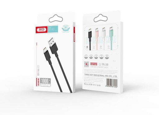 XO NB156 USB-C cablu de date (Roz) – silicon acoperire, 2.4A
