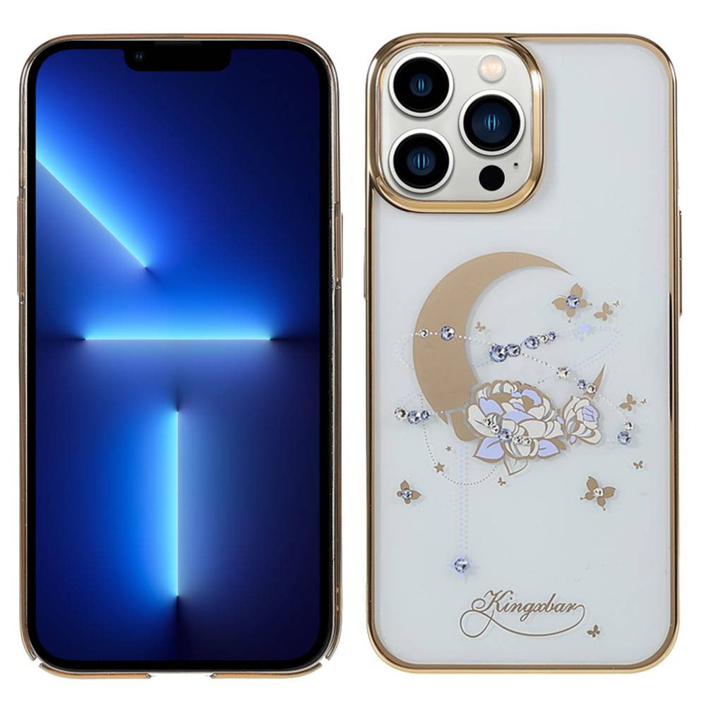 Apple iPhone 13 Pro Max Kingxbar moon series Swarovski köves hátlap tok (Arany)