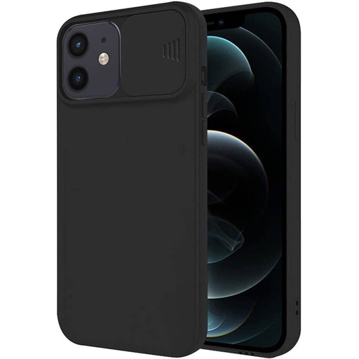 Apple iPhone 12/12 Pro cameră cu protecție silicon husă spate (Negru)