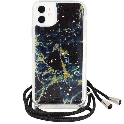 Apple iPhone 12/12 Pro la gât de agățat glitter husă spate (Negru)