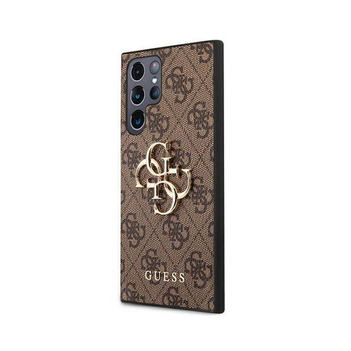 Samsung Galaxy S22 Ultra Guess PU 4G Metal Logo husă (Maro) - GUHCS22L4GMGBR