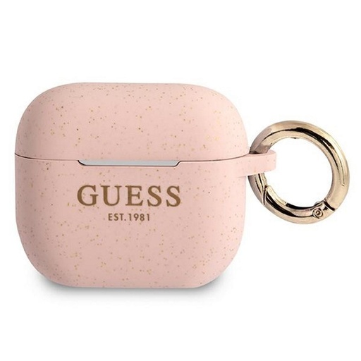 AirPods 3 Guess Glitter Printed Logo husă (Roz) - GUA3SGGEP