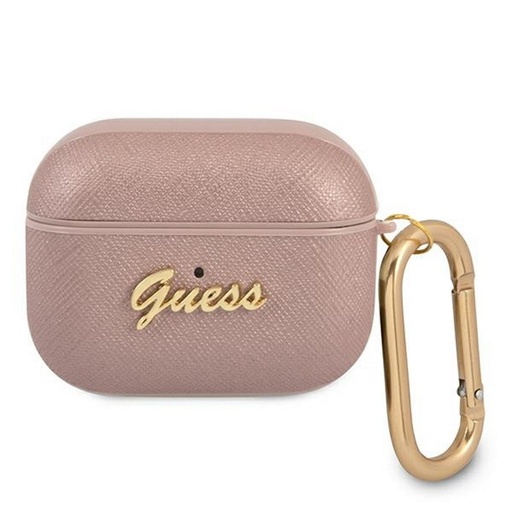 Guess AirPods Pro husă Saffiano PC/PU Metal Logo (Roz) - GUAPSASMP
