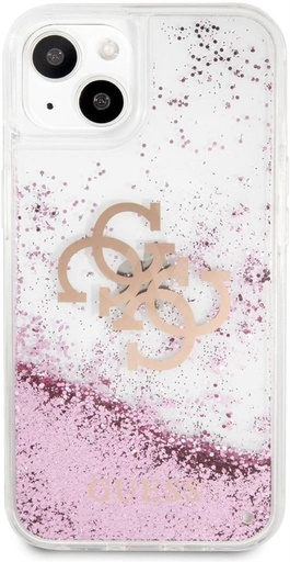 Apple iPhone 13 Guess TPU Big 4G Liquid Glitter husă (Roz - Transparent) – GUHCP13MLG4GPI