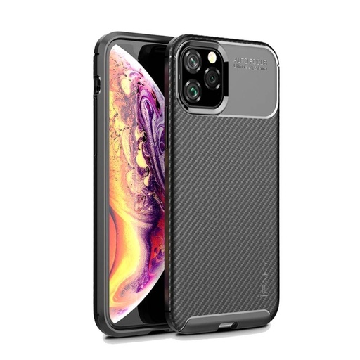 Apple iPhone 11 carbon fiber silicon husă spate (Negru)