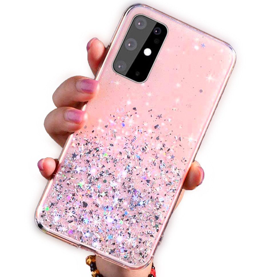 Samsung Galaxy A51 sequins glue glitter csillogós szilikon hátlap tok, (Rózsaszín)