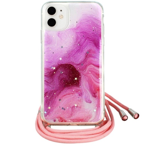 Apple iPhone 11 la gât de agățat glitter husă spate (Roz)
