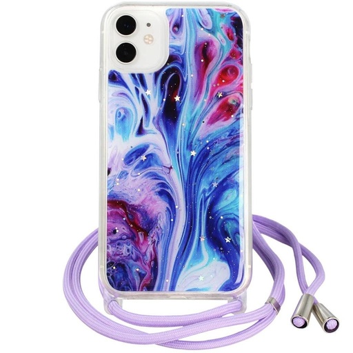 Apple iPhone 11 la gât de agățat glitter husă spate (Albastru)