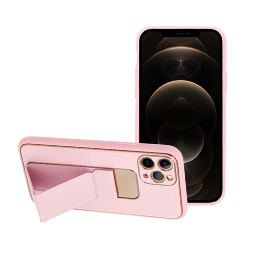 Apple iPhone 12/12 Pro piele husă de protecție extensibil cu suport, magnetic suport auto compatibil (Roz)