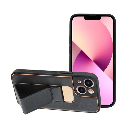 Apple iPhone 13 Mini piele husă de protecție extensibil cu suport, magnetic suport auto compatibil (Negru)