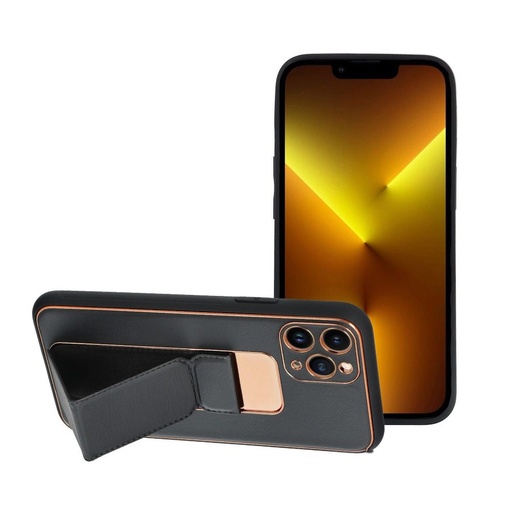Apple iPhone 13 Pro piele husă de protecție extensibil cu suport, magnetic suport auto compatibil (Negru)