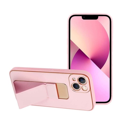 Apple iPhone 13 piele husă de protecție extensibil cu suport, magnetic suport auto compatibil (Roz)