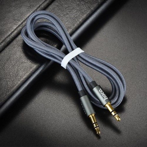 Hoco UPA03 , 1m, AUX audio cablu, Nylon bevonattal, gri
