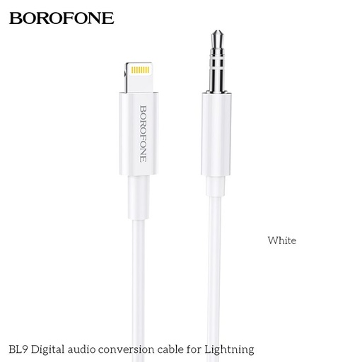 Borofone BL9 lightning distribuitor (lightning încărcător port+3,5mm jack mufă), 1m, Lightning-3,5Jack adaptor, alb