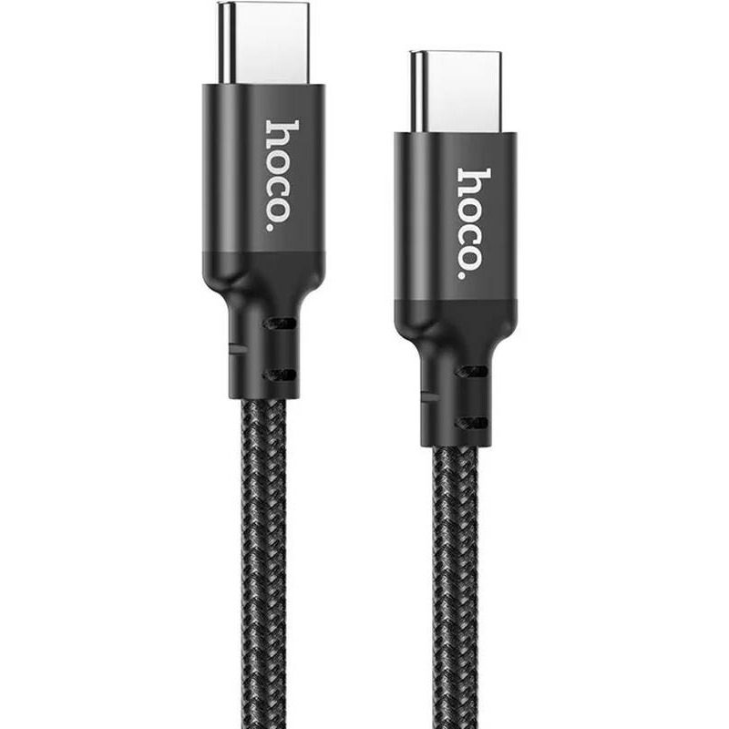Hoco X14 type-C kábel (PD gyorstöltő), 1m, Type-C-Type-C 3,0A, 60W fehér szilikon töltőkábel, fekete