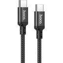 Hoco X14 type-C kábel (PD gyorstöltő), 1m, Type-C-Type-C 3,0A, 60W fehér szilikon töltőkábel, fekete