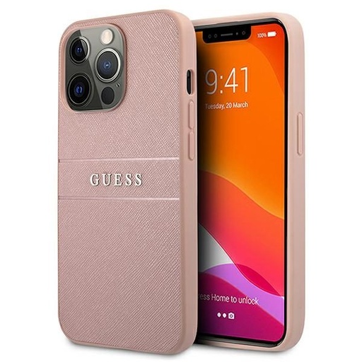 Apple iPhone 13 mini Guess PU Leather Saffiano husă (Roz) - GUHCP13SPSASBPI