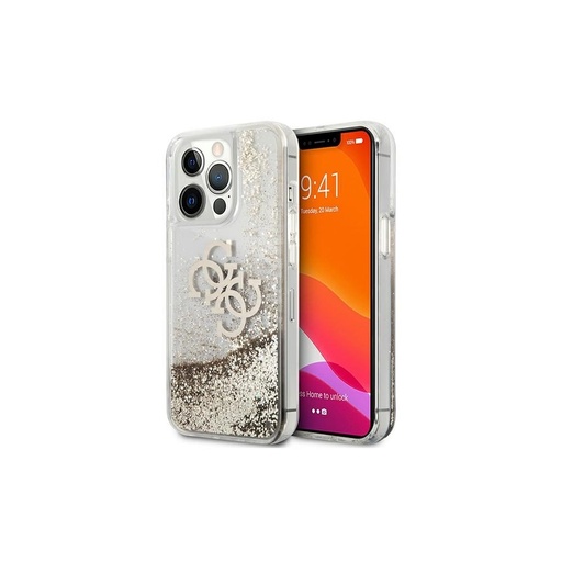 Apple iPhone 13 Pro Guess TPU Big 4G Liquid Glitter husă (Auriu - Transparent) – GUHCP13LLG4GGO