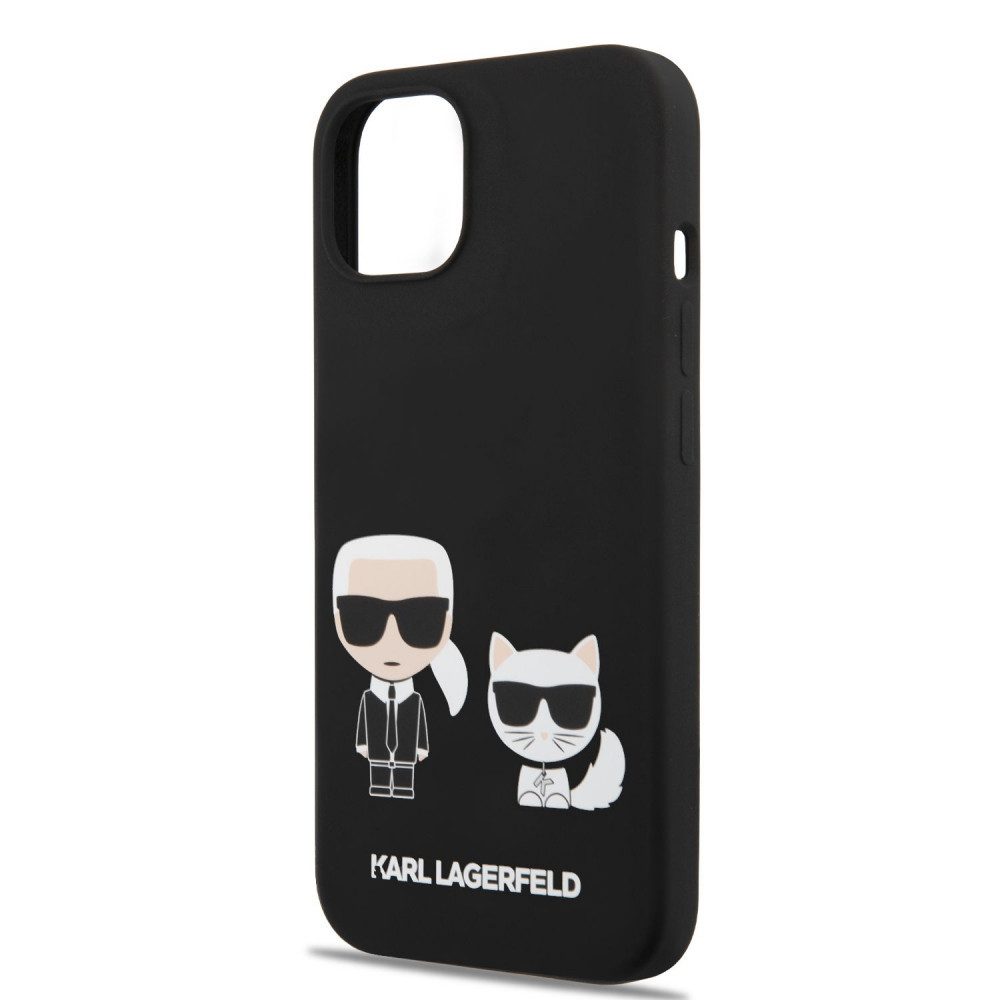 Apple iPhone 13 mini Karl Lagerfeld & Choupette folyékony szilikontok (Fekete) – KLHCP13SSSKCK