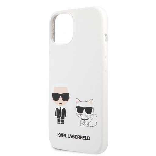 Apple iPhone 13 Pro Karl Lagerfeld & Choupette lichid husă din silicon (Alb) – KLHCP13LSSKCW