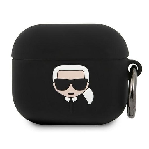 Apple AirPods 3 Karl Lagerfeld Karl Head pro husă (Negru) – KLACA3SILKHBK